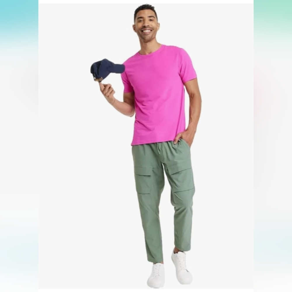 NWT MENS All In Motion CARGO PANT XXL green cool feel stretch waist drawstring